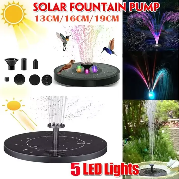 Pompe de fontaine solaire, Kit d'arrosage de plantes à économie d'énergie, fontaine solaire colorée,
