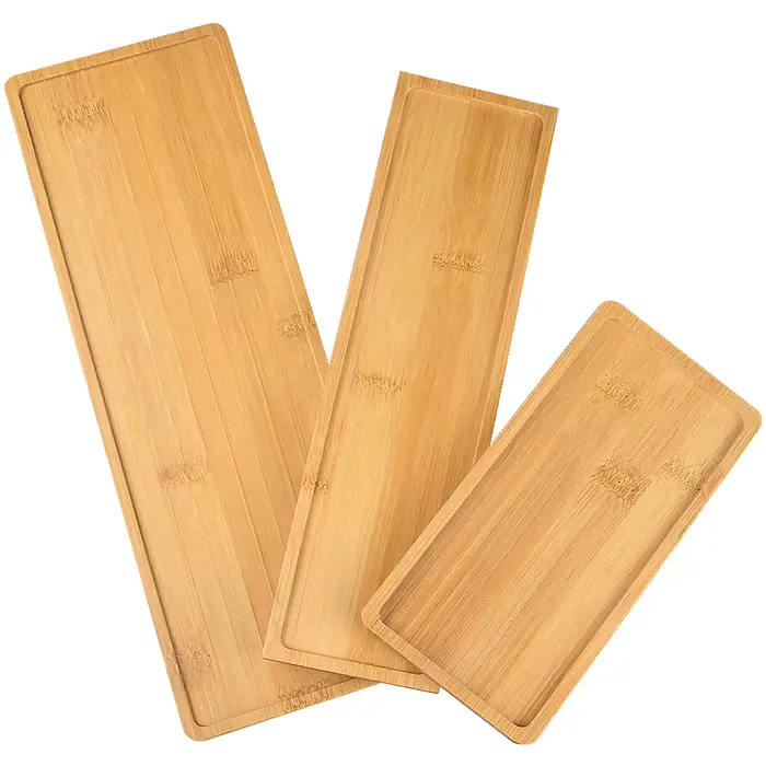Plateau rectangulaire en bambou naturel, plante succulente, soucoupe, comptoir de salle de bains en bois, organisateur de cuisine, décoration de maison pour cosmétiques