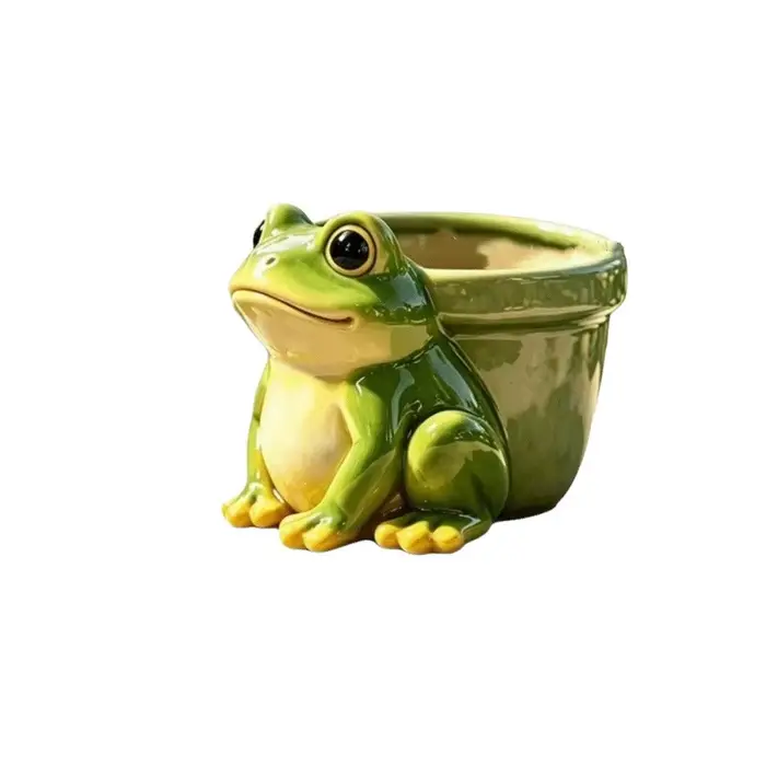 Sculpture moderne élégante en résine, pot de fleurs épaissi en forme de grenouille amusante, décorat
