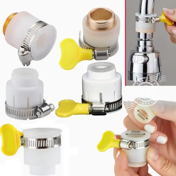 Adaptateur de robinet de jardin à Joint universel, convertisseur 1/2 ''avec pince, extension de barb