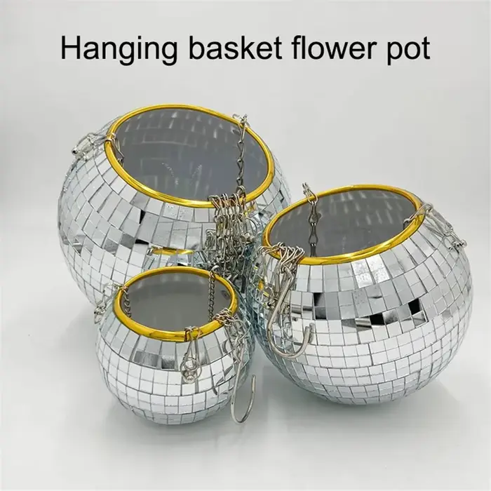Chang Ball-Pot de Fleur Rond en Plastique avec Miroir, pour Plantation de Plantes Succulentes, 10cm