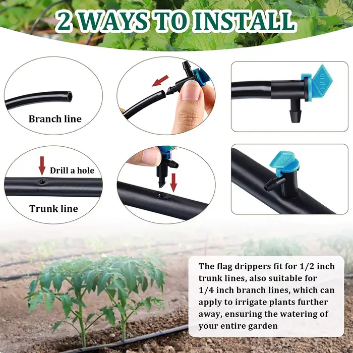 Emmetteur d'égouttage d'irrigation, 20 pièces, drapeau de jardin, goutteur d'arrosage pour arbres et