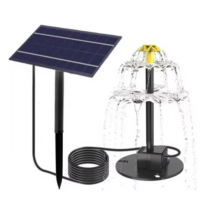 Fontaine solaire d'extérieur, fontaine à eau solaire pour patio, fontaine à eau solaire pour bain d'