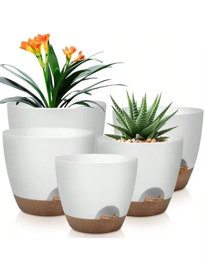 Pot de fleurs décoratif d'intérieur avec trou de drainage, lot de 6, pot auto-arrosant, diamètre 20