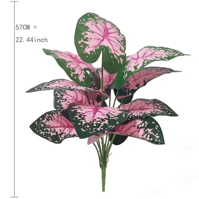 Plantes artificielles en pot de feuilles roses, fausses plantes artificielles, ornement de Simulatio
