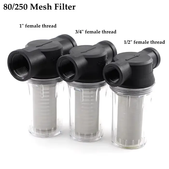 80/250 Mesh étang de jardin 1/2 pouce 3/4 pouce 1 pouce en ligne maille crépine pompe à eau filtre I