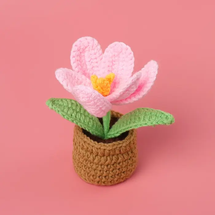 Tulipe Crochet fleurs Pot mignon tricot fleur créative Crochet plante Pot tulipes tricot fleur voitu