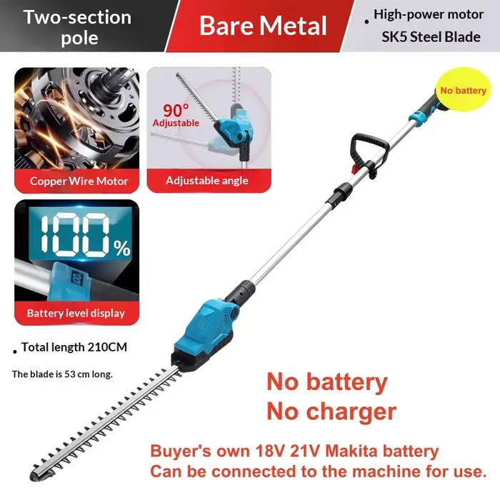 Taille-haie électrique à batterie pour haies hautes, tondeuse à haies sans fil, cisaille à haies à b
