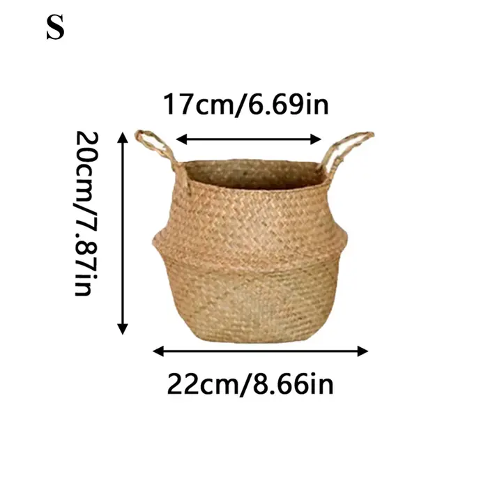 Panier à plantes avec poignées, panier en osier, Pot de rangement, Pot de fleur suspendu en rotin, d