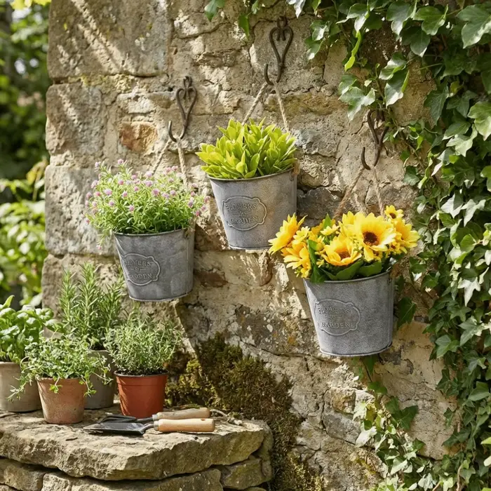 Jardinière murale vintage en métal
