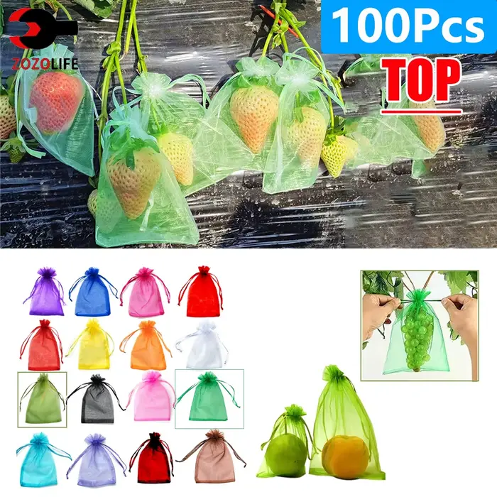 Sacs de culture de fruits et légumes, 20/200 pièces, sacs de Protection des fruits, filet Anti-oisea