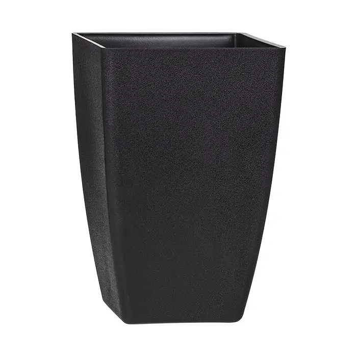 Pot de fleurs moderne en plastique noir, pour intérieur/extérieur, avec design conique brillant, idé