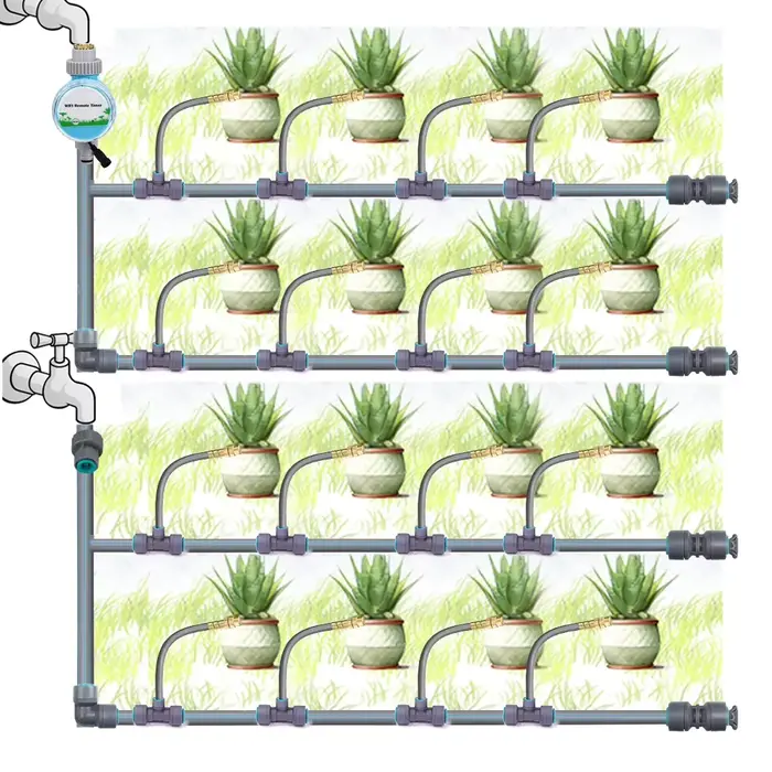 Kit de pulvérisation Flexible et réglable en laiton, tuyau PE gris de 3/8 pouces, connexion rapide, 