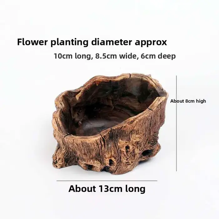 Pot de fleur en souche, 1 pièce, décor de bureau rustique, plantes de jardinière, artisanat en cimen