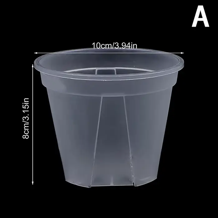 Pot de fleur Transparent avec plateau, 10cm/12cm/14cm, Pot d'orchidée Transparent en PP avec trous p