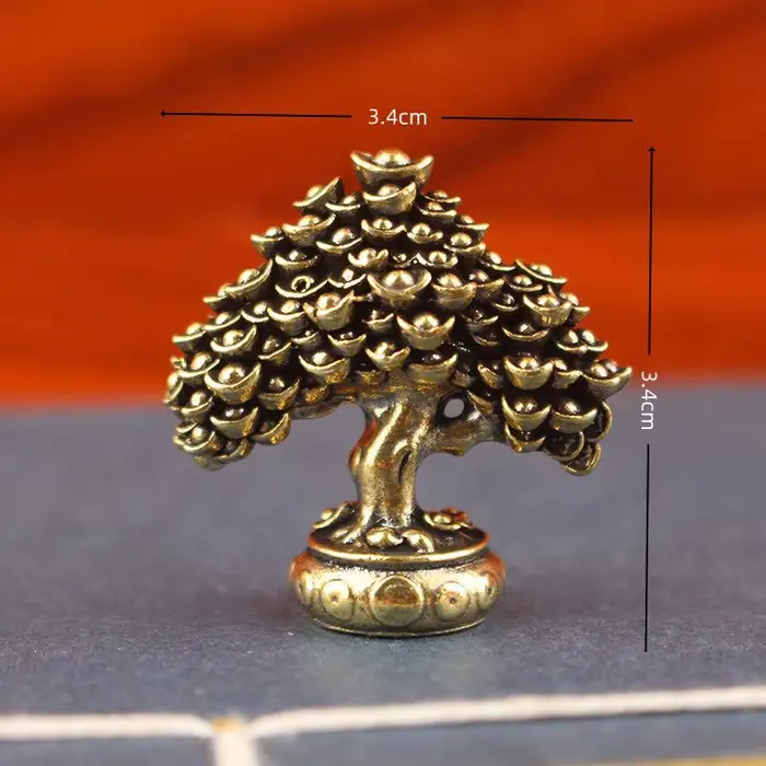 Ornements d'arbre de Fortune en laiton, 1 pièce, lingot d'arbre en pot, ornements rétro en laiton, S