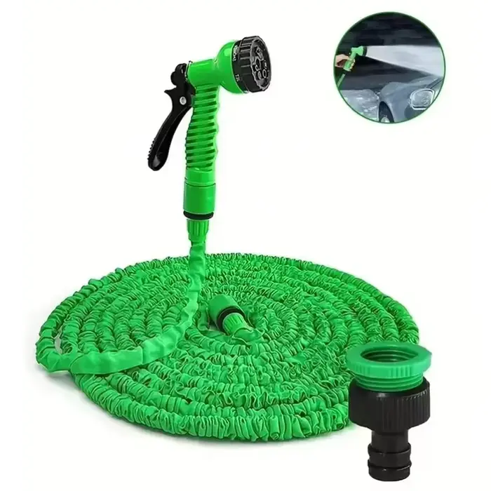 Tuyau d'arrosage rétractable avec pistolet à eau haute pression, tuyau magique durable pour le lavag