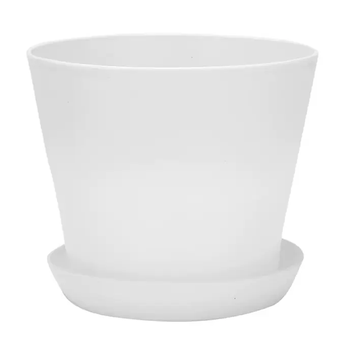Pot de fleurs en plastique avec calibre supérieur blanc