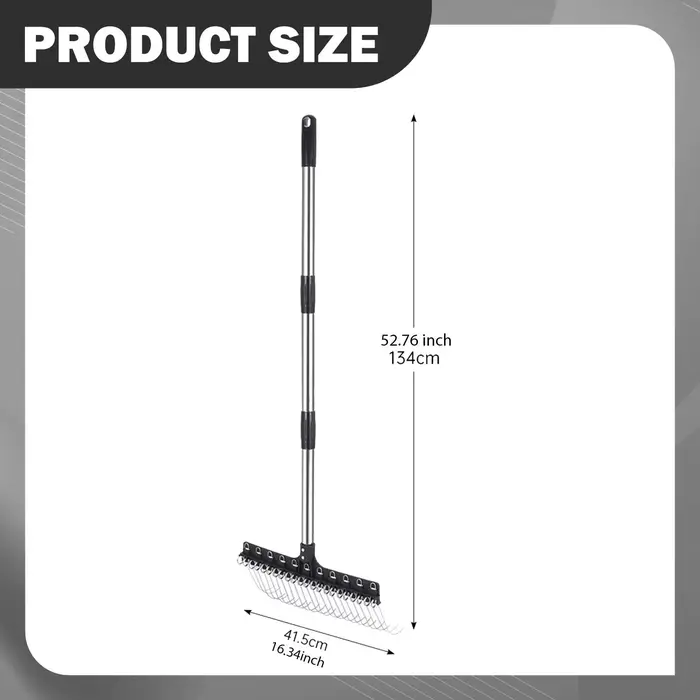 Râteau à feuilles de pelouse de 1,6 m, outils de jardinage, râteau à chaume à long manche pour fourn