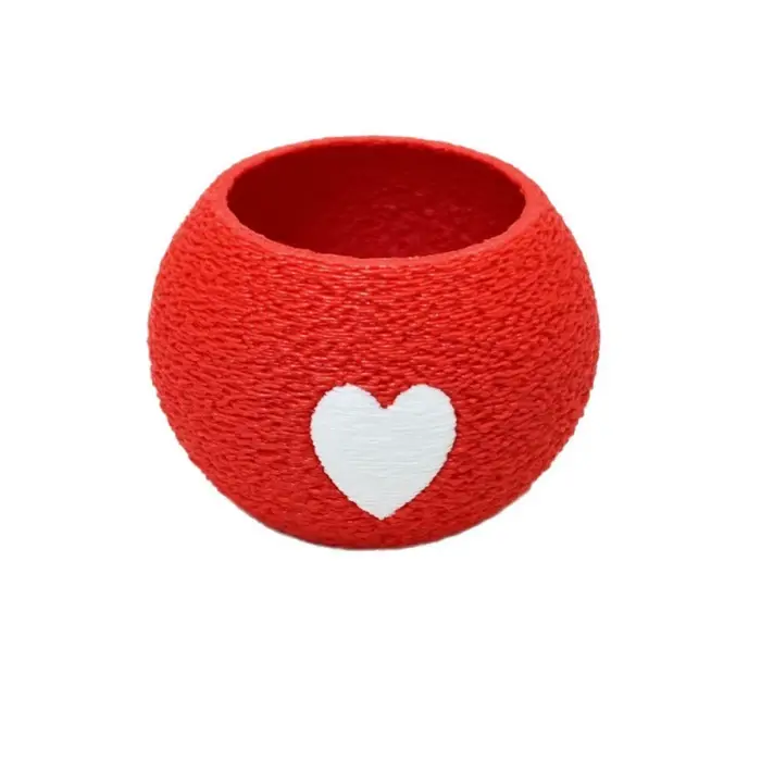 Pot de plante imprimé en 3D avec motif de cœur unique, mini pots en plastique pour plantes succulent