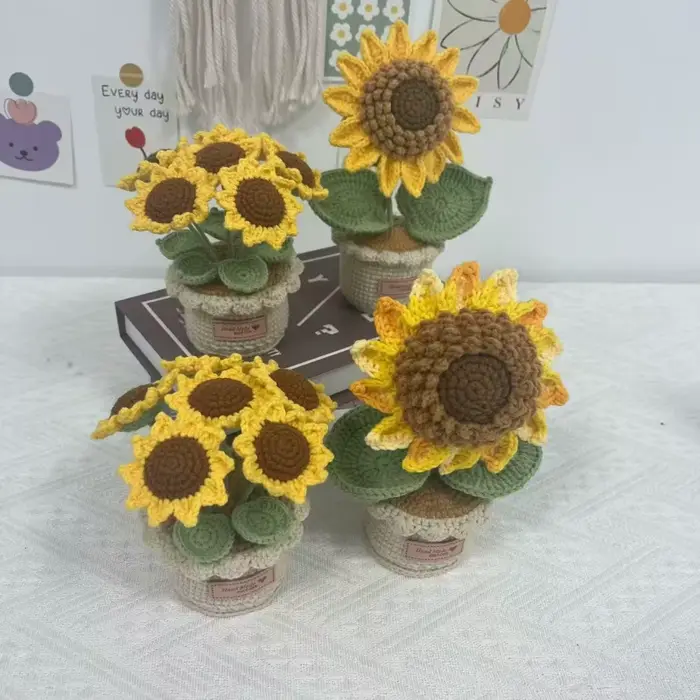 Bouquet de laine au crochet fait à la main