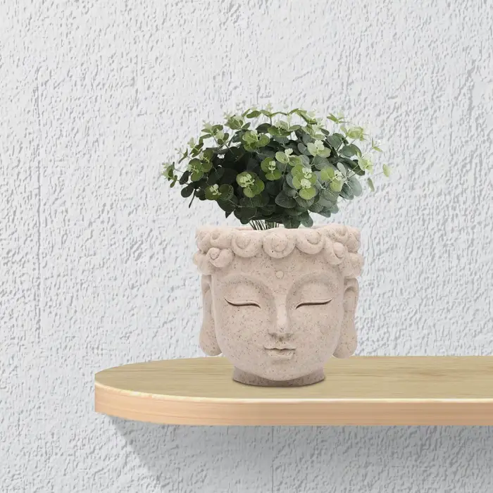 Pot de fleurs en forme de tête de Bouddha, décoration, cadeau, statue, organisateur, conteneur pour 