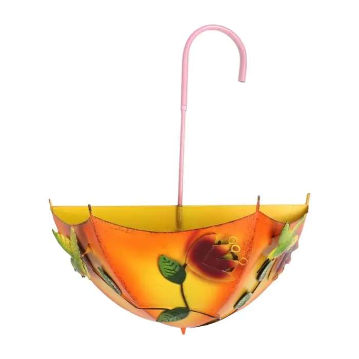 Pot de fleurs rustique en fer en forme de parapluie, décoratif, gain de place, suspendu, mural, pour