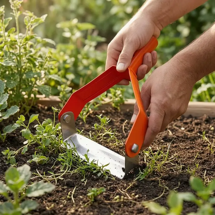 Houe de jardin robuste en acier au carbone, houe à boucle efficace pour le désherbage et le jardinage