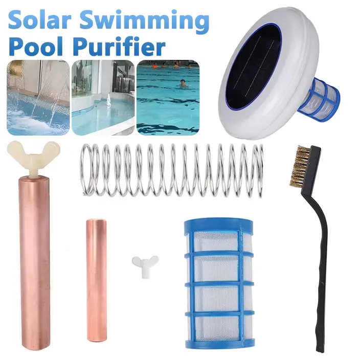 Ioniseur de piscine solaire, cuivre, argent, Ion, purificateur, résistance aux algues, faible taux d