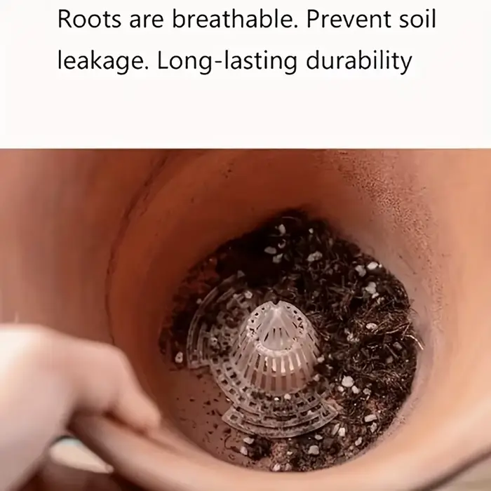 15 filtres de fond de pot de fleurs en forme de cône, grille respirante anti-pourriture pour racines