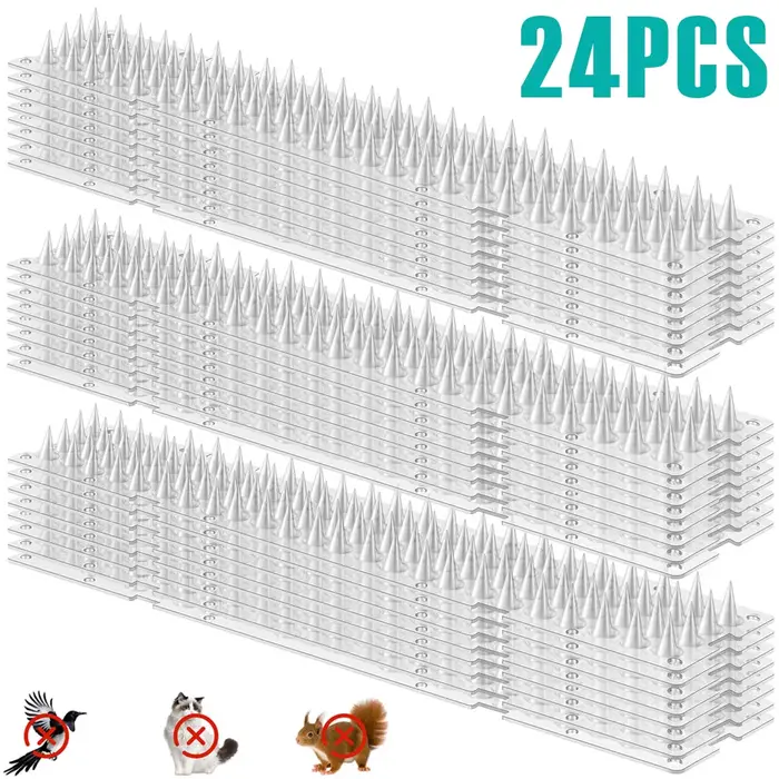 24 pièces répulsif pour oiseaux pointes en plastique Transparent chat intrus dissuasion bande Anti e