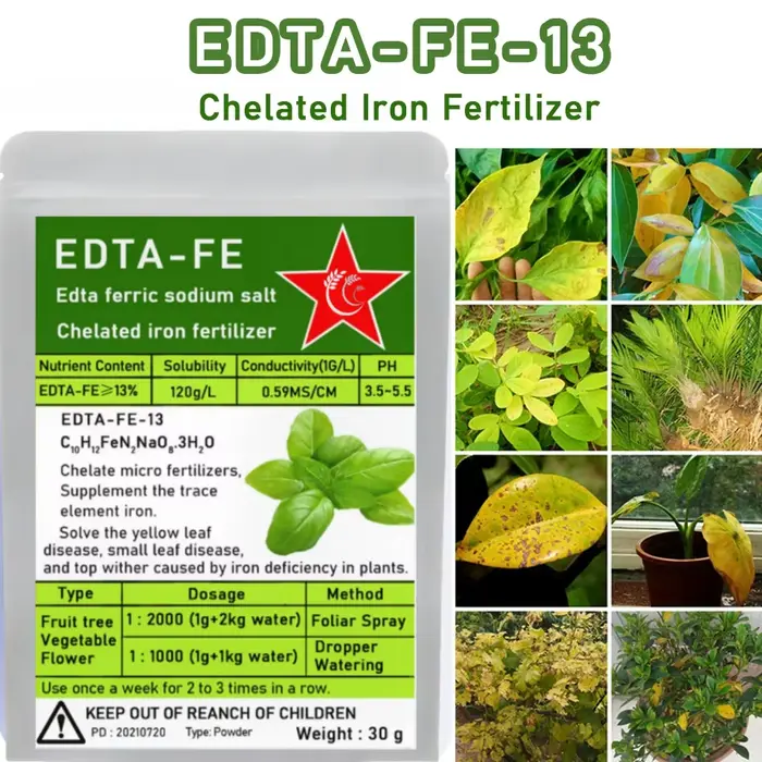 Engrais en fer chélaté Edta-fe-13, 30g, fer Edta (traitement du sel, feuilles jaunes, supplément flé