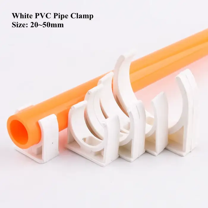 Collier de serrage de tuyau en PVC blanc, alimentation en eau, d'argile de jardin, clip de tube d'ea