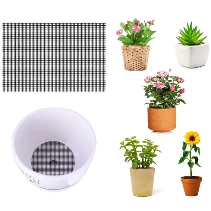 Pot de fleurs rectangulaire avec tampon en maille pour trou astronomique