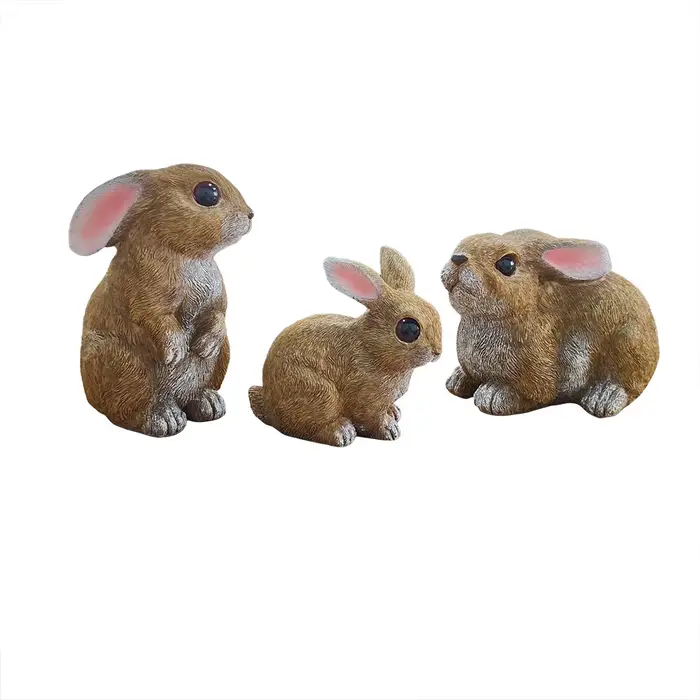 Ensemble de 3 décorations de jardin lapin de Pâques, pour la maison, le jardin et l'extérieur