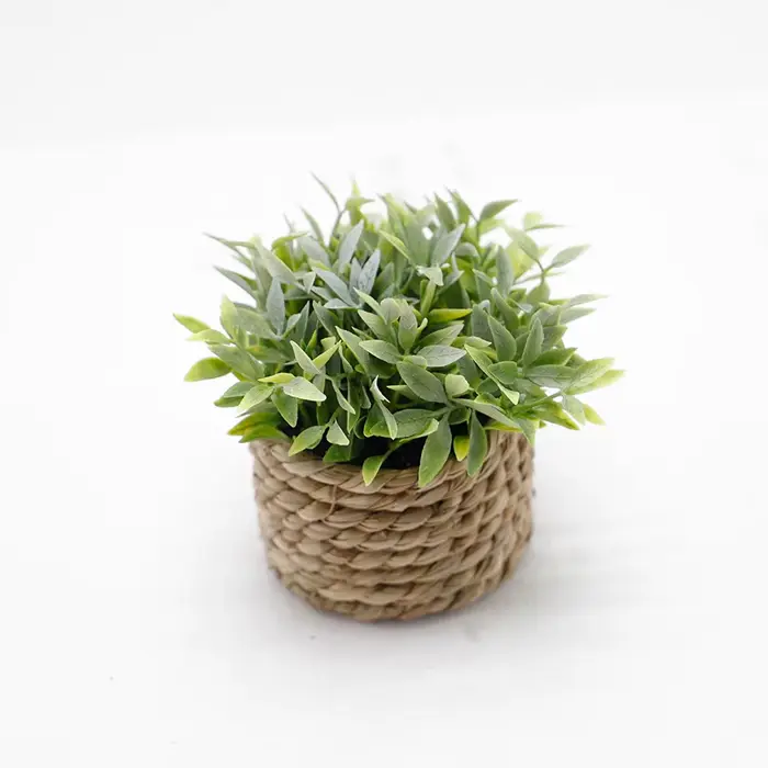 Plante artificielle verte en pot de 11 cm, herbe d'eucalyptus simulée, plantes en pot artificielles 
