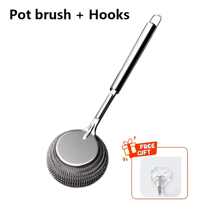 Brosse de Pot en acier inoxydable, brosse spéciale de cuisine, lavage de Pot, boule de laine en acie