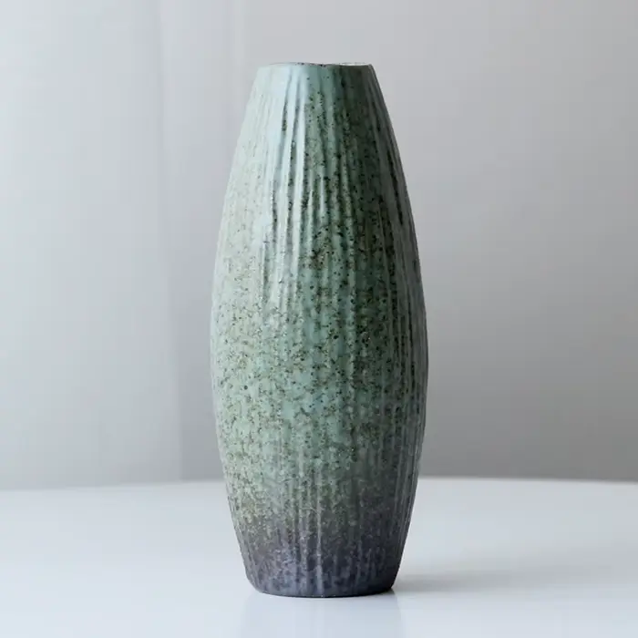 Vase en grès de style japonais, pot de fleurs de style rétro, ornements de service à thé en céramiqu