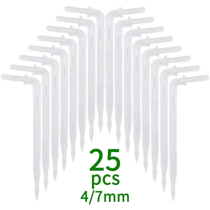 Goutteur de tuyau à courbure transparente, 25x flèche 1/4 en effet, 4/7mm, émetteur de goutte à gout