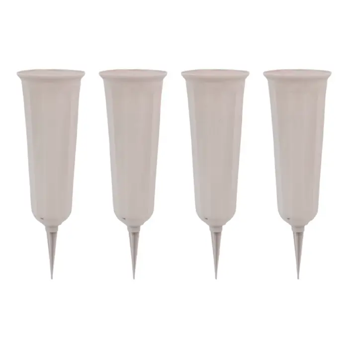 4 pots de fleurs commémoratifs avec trou d'insertion en plastique, vases de cimetière extérieurs pou
