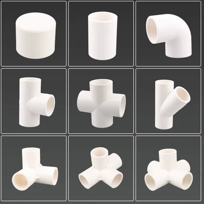 Raccords de tuyaux en PVC blanc, coude droit, connecteur croisé en T, adaptateur de tuyau d'eau, Joi