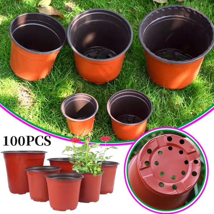 Pot de démarrage de graines de plantes, 100 pièces, récipient de plantes à fleurs en plastique, plan