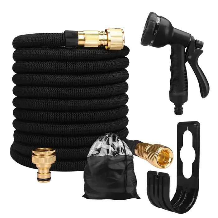 Tuyau d'eau de jardin extensible, Double connecteur métallique, bobine en Pvc haute pression, tuyaux