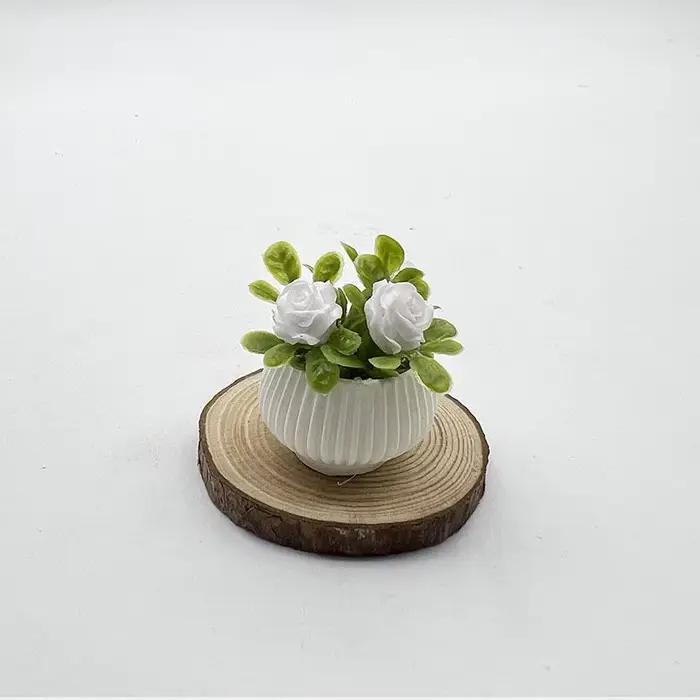 1 pièce Décoration de scène de salon pour maison de poupée, Modèle de plante en pot miniature de ros