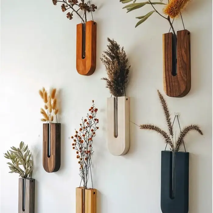 Vase à fleurs en bois avec support en bois, jardinières, mur de Bohême, terrarium de propagation des