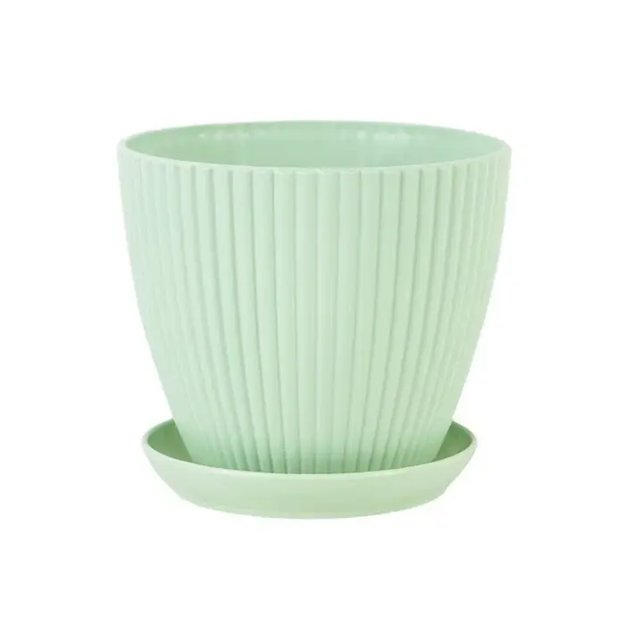 Pots de fleurs d'intérieur en plastique, jardinières rondes, Pot de plantes succulentes avec plateau