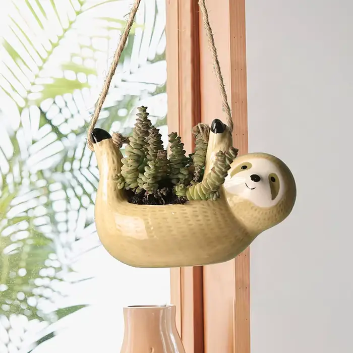 Pots de plantes suspendus en céramique, 1 pièce, Scindapsus Chlorophytum, panier de fleurs suspendu,