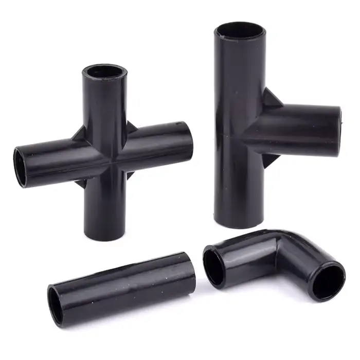 Connecteur de tuyau en PVC noir 8 ~ 19mm, coude droit, Joint à quatre voies, bricolage, tente d'étag