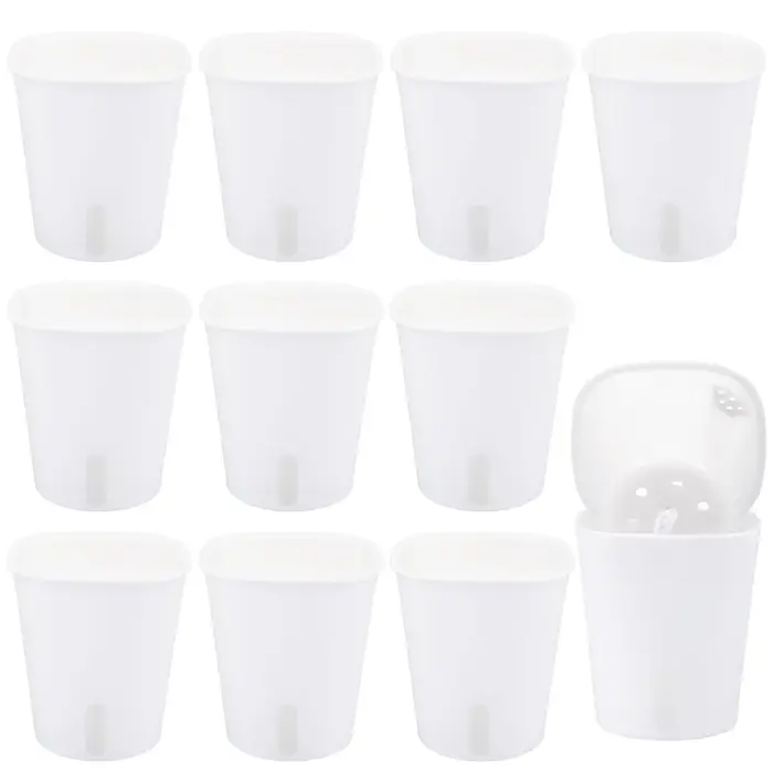 Lot de 10 pots de fleurs auto-arrosants, hydroponiques, en plastique translucide, auto-absorbants, p