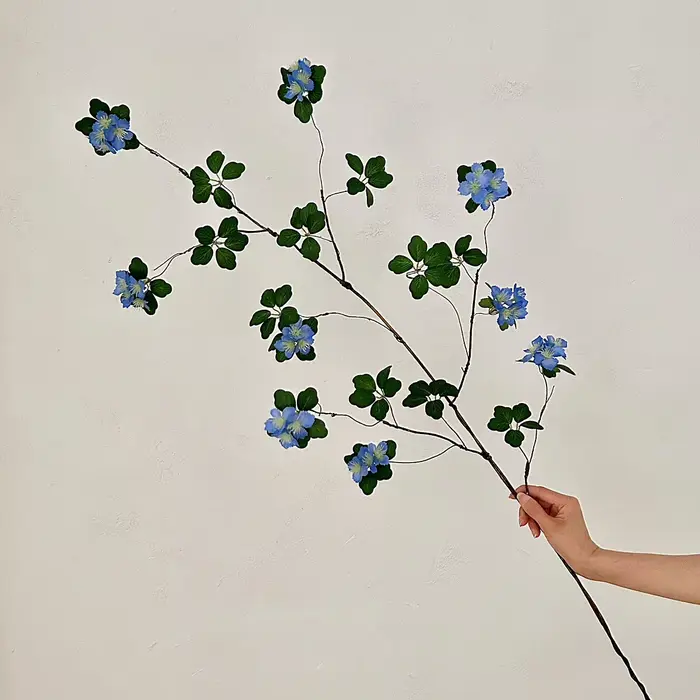 Fleurs d'abricot artificielles, plantes vertes, vignes, salon, table, accessoires de photographie, 1
